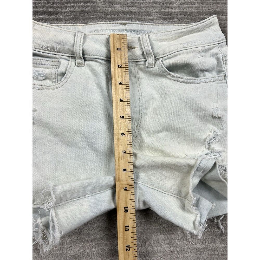 American‎ Eagle Shorts Womens 4 Blue Light Wash Hi Rise Shortie Super Stretch - Picture 6 of 13
